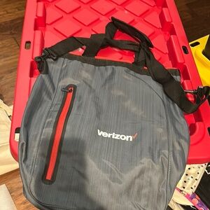 Men's Gray Crossbody Tote with Red Accent